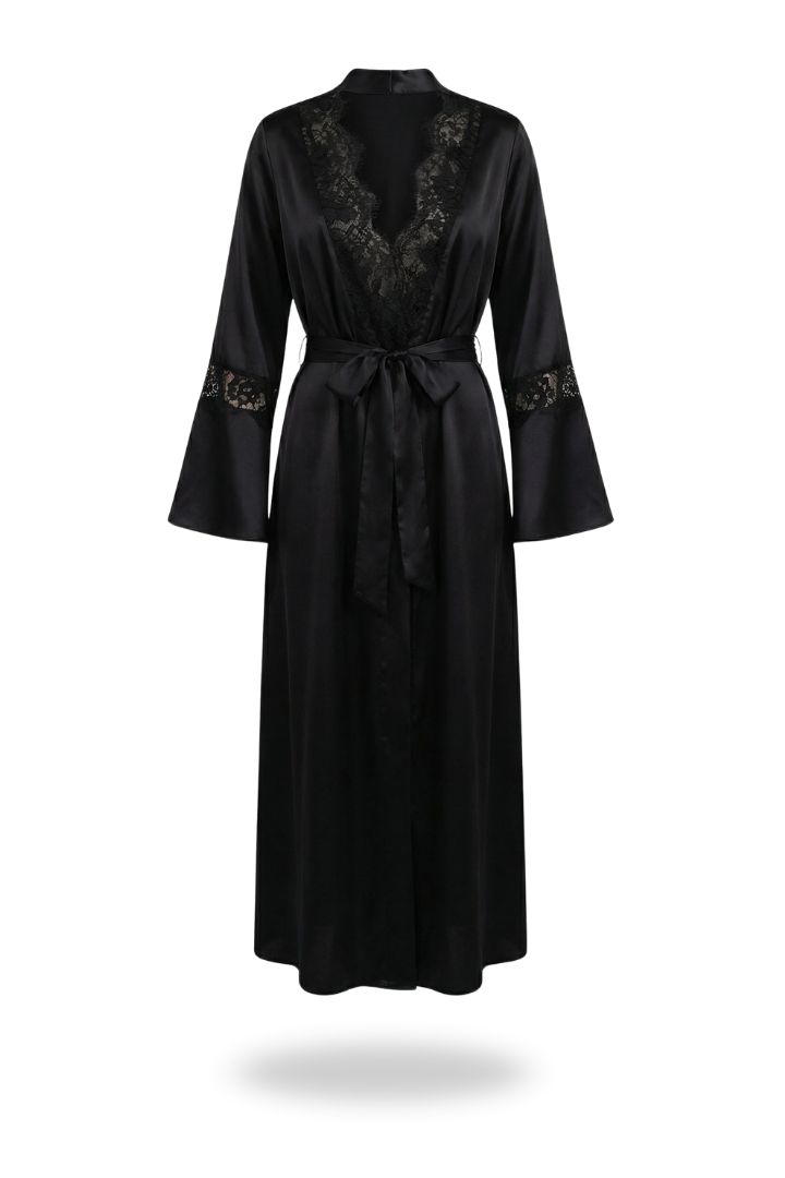 Onyx silk long Robe 3