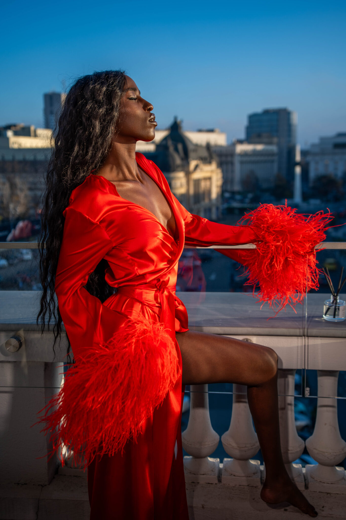 Royal Silk Long Robe Red