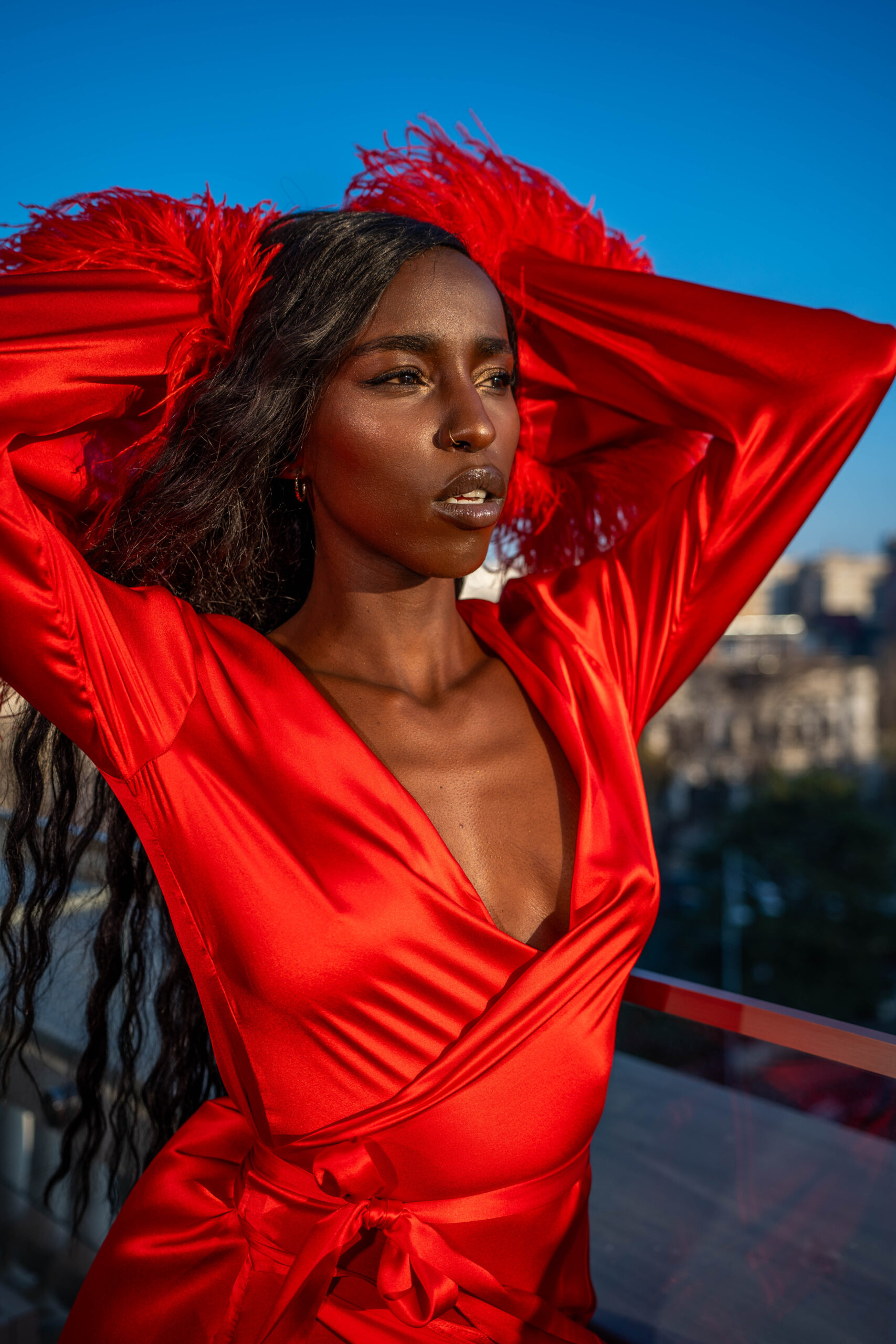 Royal Silk Long Robe Red