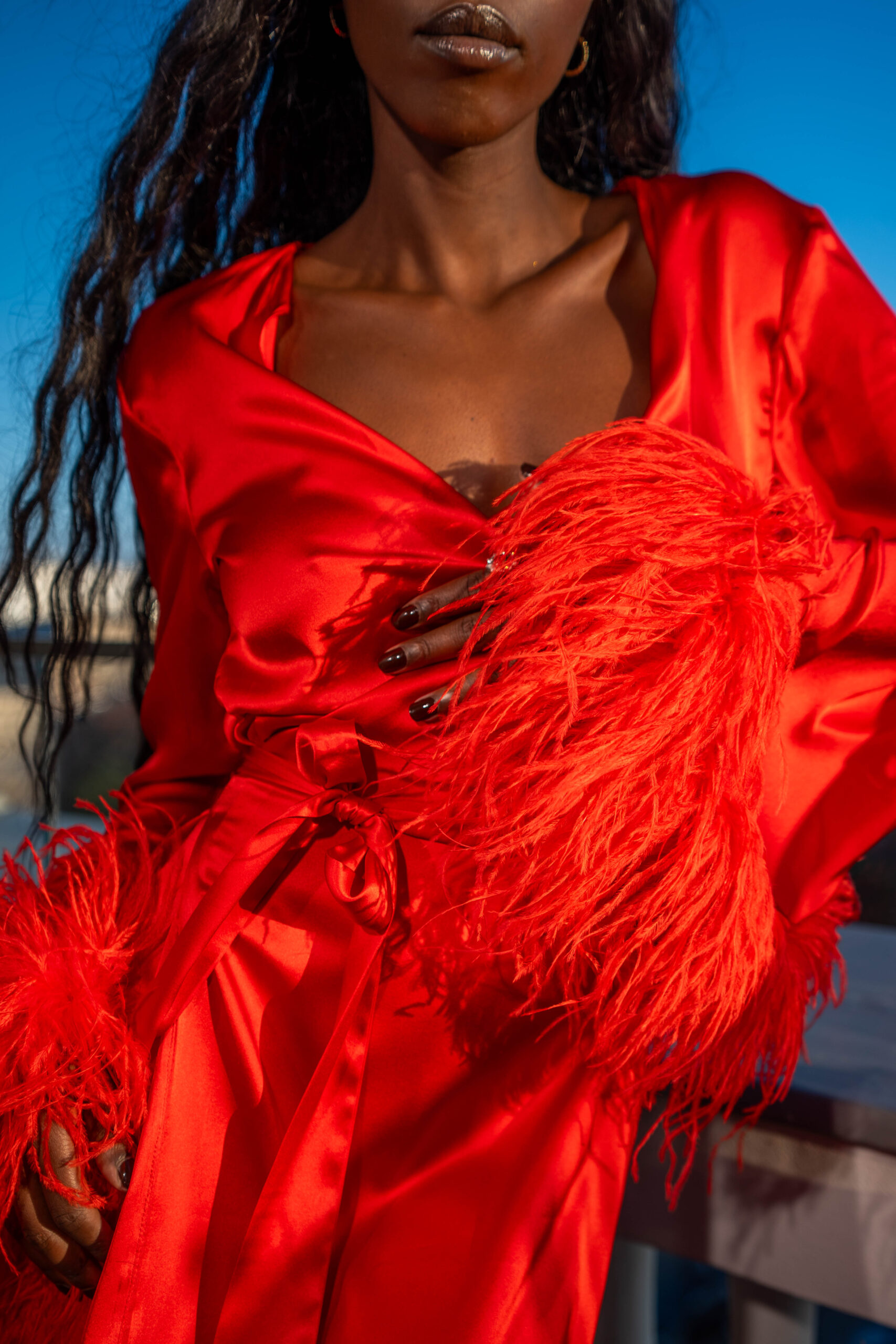 Royal Silk Long Robe Red 3