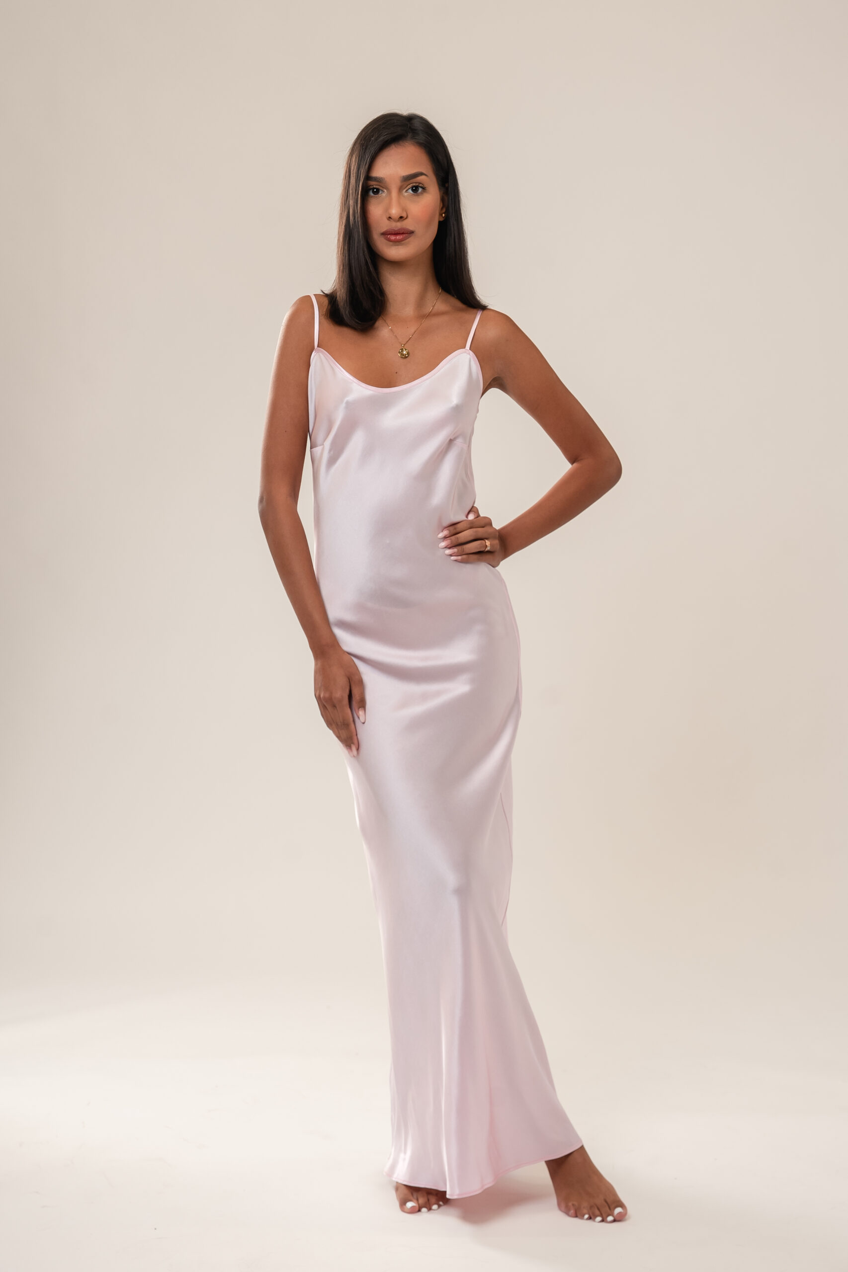 Simplicity light pink silk long slip