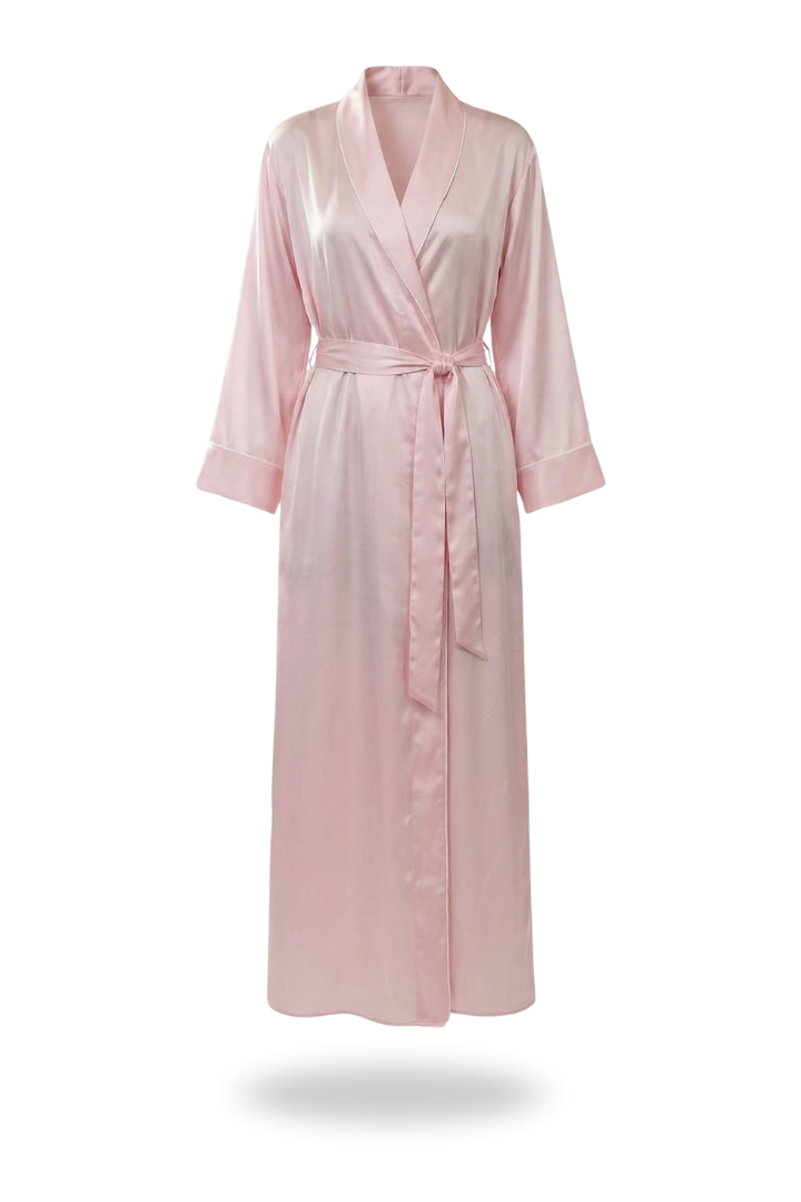 Charlotte silk long robe baby pink 3
